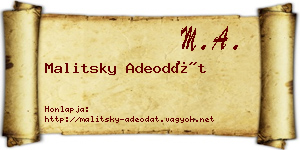 Malitsky Adeodát névjegykártya